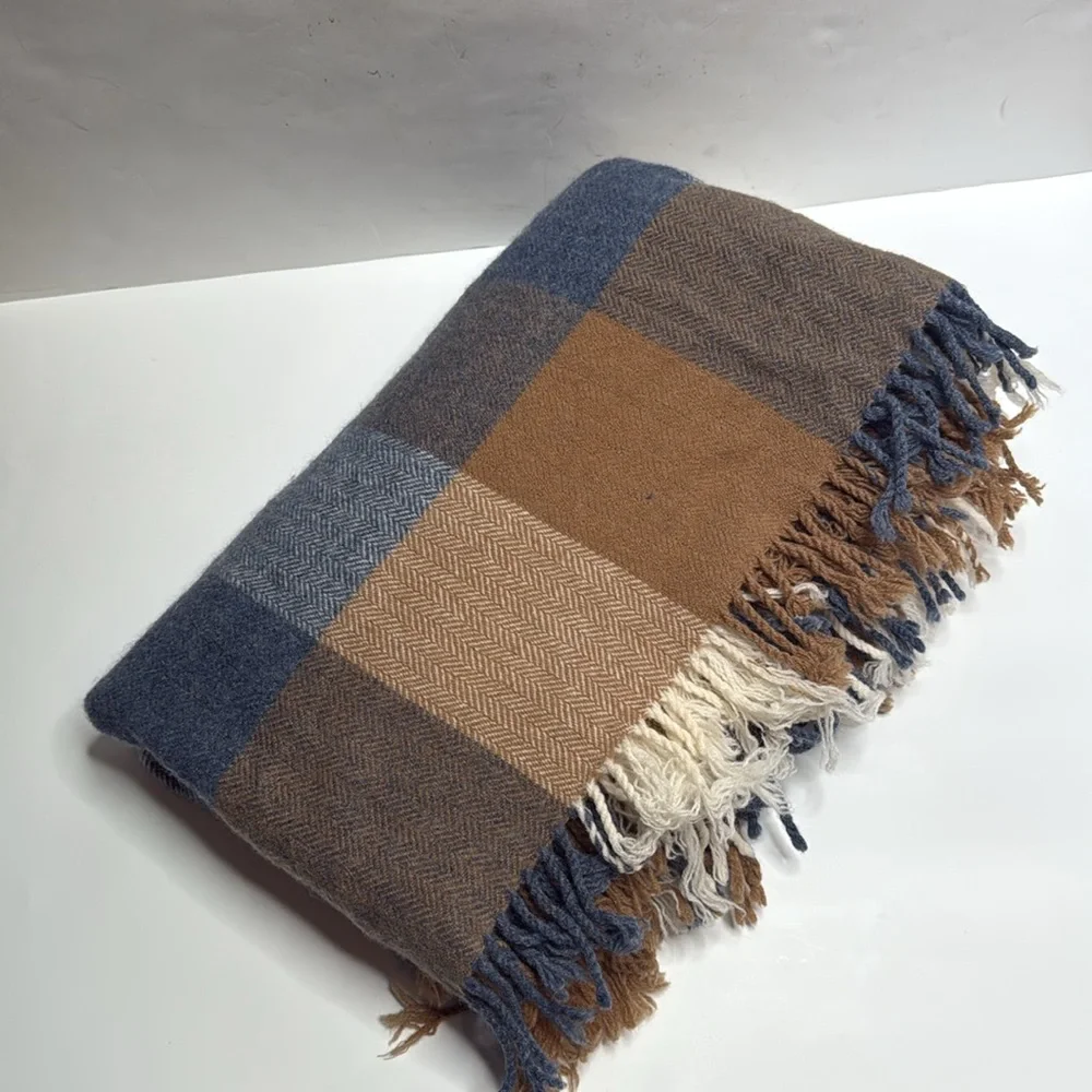 Avoca The Mill 100% Pure Lambswool Plaid Made in Ireland Fringed Throw Blanket